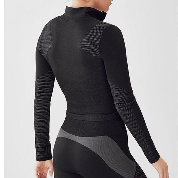 Fabletics Demi Lovato Maddie Midi Jacket Size Large Black Zip‑Up Athletic Top - Picture 2 of 15